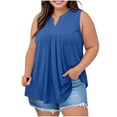 thumbnail image 1 of Posijego Débardeurs Grande Taille pour Femmes Blouse Habillée Col en V Sans Manches Plissée Décontractée pour le Travail, 1 of 7