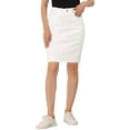 thumbnail image 1 of Unique Bargains Women's Basic Distressed High Waist Ripped Hem Washed Denim Skirt, White, L, 1 of 6