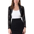 thumbnail image 1 of Kmbangi Floral Lace Cardigan+ See-through Scalloped Long Sleeve Crop Tops, 1 of 5