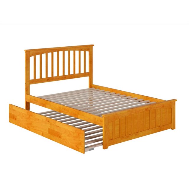 Atlantic Furniture Mission Full Platform Bed with Trundle in Caramel