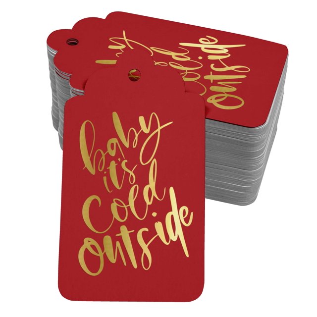 Inkdotpot Gold Foil Paper Hang Tags Baby It's Cold Outside Baby Shower Favor Tags 100 Pieces