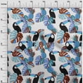 thumbnail image 3 of oneOone Polyester Spandex Blue Fabric Floral Flower With Birds Sewing Craft Projects Fabric Prints By Yard 56 Inch Wide, 3 of 5