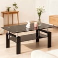 thumbnail image 1 of Rectangle Black Glass Coffee Table, Clear Coffee Table,Modern Side Center Tables for Living Room,Living Room Furniture, 1 of 10