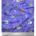 thumbnail image 1 of Soimoi Moss Georgette Fabric Fish,Coral & Starfish Ocean Fabric Prints by Yard 42 Inch Wide, 1 of 3