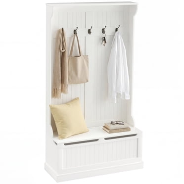 HOMCOM Hall Tree with Storage Bench and Coat Rack for Entryway