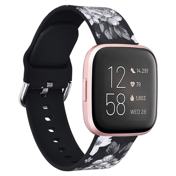 Navor Flower Watch Strap Compatible with Fitbit Versa/for Versa 2/for Versa Lite/ for Versa SE, Floral Silicone Band for Women