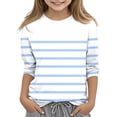 thumbnail image 1 of MeetoTime T-shirt pour Enfants, Mode, Couleur Unie, Imprimé, Manches 3/4, Col Rond, Hauts, Tout-Petits, Enfants, pour Garçons et Filles, 1 of 4