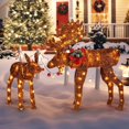 thumbnail image 1 of Costway 2 Pcs Décorations de Famille d'Élans Lumineux Xmas avec 170 Lumières LED, 1 of 10