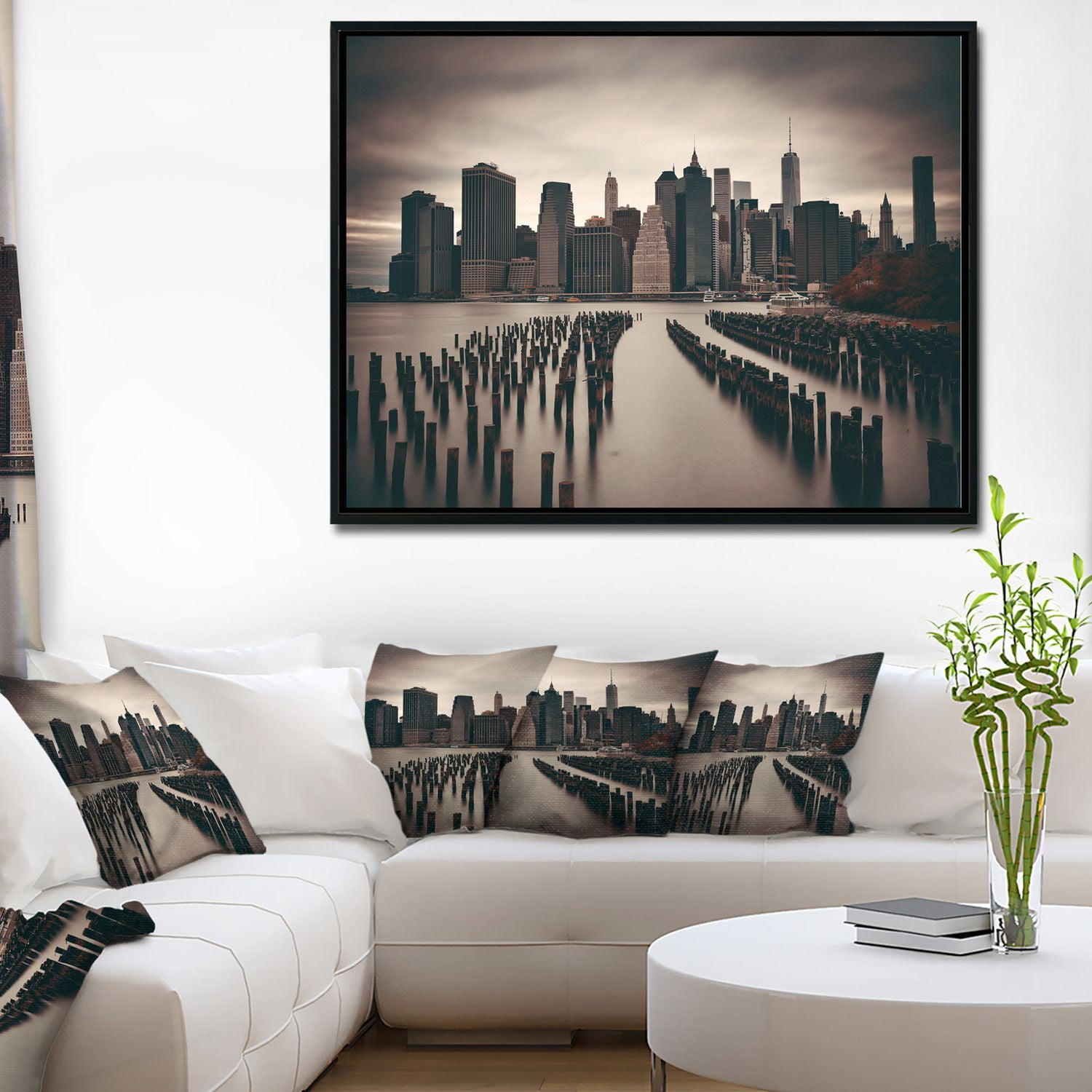 Design Art Manhattan Quartier Financier Sur Toile Encadrée
