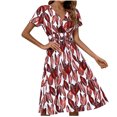 thumbnail image 2 of Mefallenssiah Woman Summer Printing V-Neck Short Sleeve Dress, 2 of 8