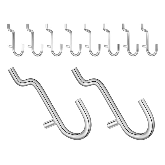 WHAMVOX 10pcs Locking Pegboard Hooks Silver Hanging Hole Board Rack for Tool Storage