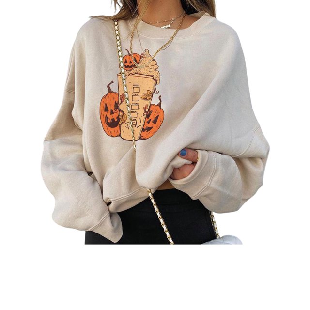 Sweat-shirts Graphiques Halloween pour Femmes Pulls à Manches Longues Casual Citrouille