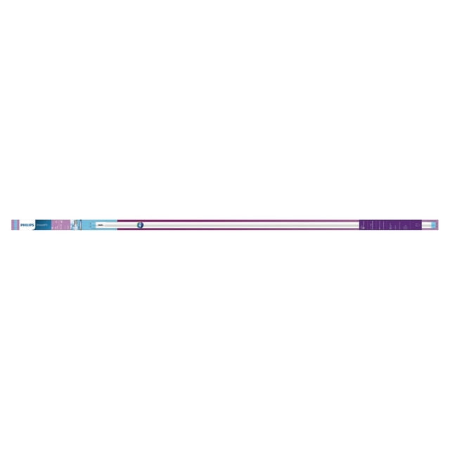Philips LED T8 32W Equivalent Tube Energy Saving Light Bulb in a long clear glass tube with white and purple packaging, designed for easy replacement of fluorescent T8 tubes with instant-fit LED technology, providing bright 5000K daylight illumination and energy savings.