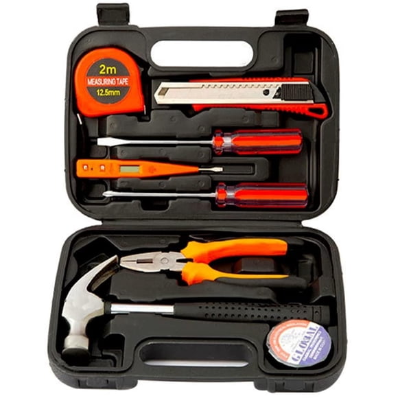 9pcs Basic Tool Kit, Home Screwdriver Tool Kit | For Women Men Students, Tool Box With Tools Included, Small Tool Kit | For Diy, Household Repair, College Dorm Essentials, Black & Red