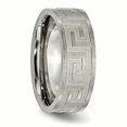 thumbnail image 4 of Titanium Greek Key 8mm Satin & Polished Band Ring 12 Size, 4 of 6