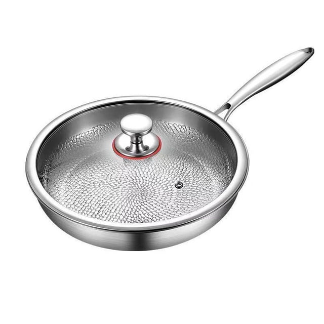 Uscallm Induction Cooktop Skillet Non-Stick Frying Pan For Omelettes Steaks And Pancakes 0 Coating Hammered Texture Cast Iron Pan With Lid For Gas Stove And Home Kitchen