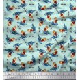 thumbnail image 1 of Soimoi Cotton Poplin Fabric Text,Rugby Ball & Bird Cartoon Print Fabric by The Yard 42 Inch Wide, 1 of 3