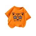 thumbnail image 3 of LUOGENLI T-Shirt pour Filles Enfant Filles Mignon Graphique Col Rond Manche Courte Tee Été Décontracté T-Shirt Chemises Plissées pour Filles Longueur Genou Orange 8-9 Ans, 3 of 5
