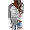 thumbnail image 1 of 2025 Cardigan pour Femmes Femmes Décontracté Patchwork Grande Taille Chandails pour Femmes Manches Longues Chandail à Capuche Femmes Plus Cardigans, 1 of 7