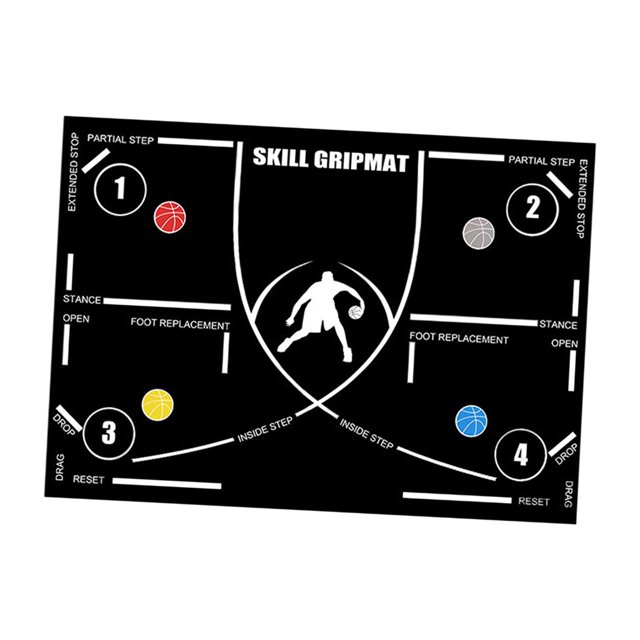DYNWAVECA Tapis de Jeu de Pieds de Basketball Tapis de Dribble de Basketball Poignée Antidérapante Entraîneur de Dribble Intérieur Tapis de Pas de Basketball Ligne Blanche avec Sangle