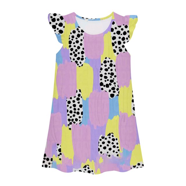 MIASHUI Robe pour Tout-Petites Filles Vêtements d'Été à Volants Sans Manches à Imprimé Floral Robe de Princesse, Violet Pâle, 8-9 Ans