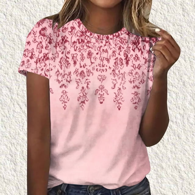 Soki T-shirt Graphique Imprimé à Manches Courtes à Col Rond pour Femmes