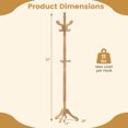 thumbnail image 3 of Costway Solid Rubber Wood Coat Rack with 3 Adjustable Heights and 11 Hooks for Hallway Natural, 3 of 10
