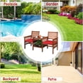 thumbnail image 4 of Costway Causeuse de Patio Ensemble de Conversation Chaise en Bois d'Acacia Table Basse Coussinée Rouge, 4 of 10