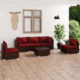 thumbnail image 1 of vidaXL Ensemble Salon de Jardin 6 Pcs avec Coussins Rotin Poly Marron, 1 of 5