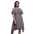 thumbnail image 1 of Bimba Robe Droite Évasée à Épaules Dénudées pour Femmes à Volants devant, Imprimé Papillon - Moyen, 1 of 6