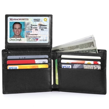 HAWEE Slim Billfold Wallet&nbsp;for Men RFID Blocking Genuine Leather Scan Proof 10 Card Slots with ID Window Flap, Black
