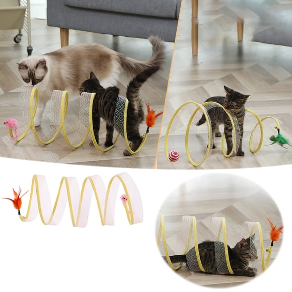 Antqov Tunnel Pet Jouets Pliés Jouets Tunnel de Type S Jouets Tunnel Pliables à Canaux Jouets Auto-Happy