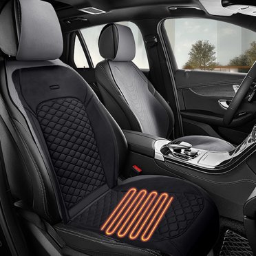 TopLLC Car Seat Cushion, 12V Electric Heated Seat Cover with Full Back Support, Velvet Back and Seat Heating Pad with 2 Heat Levels Universal Winter Seat Cushion Seat Warmer for Cars Trucks SUV