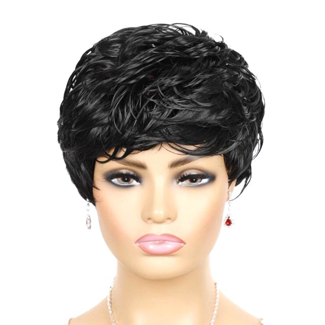 EGNMCR Wigs Human Hair Short Wig Color Bleaching And Dyeing Bangs Short Curly Hair False wigg
