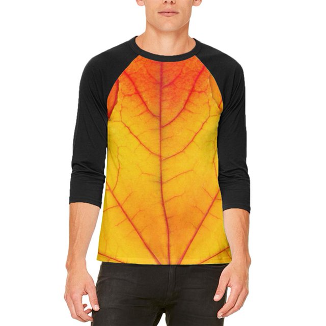 Halloween Autumn Fall Leaf Costume Mens Raglan T Shirt