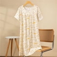 thumbnail image 2 of Chemise de Nuit pour Femmes, Manches Courtes à Col Rond Imprimé, Robe d'Allaitement, Rayonne Spandex Douce, Robe de Détente Longueur Genou, 2 of 5