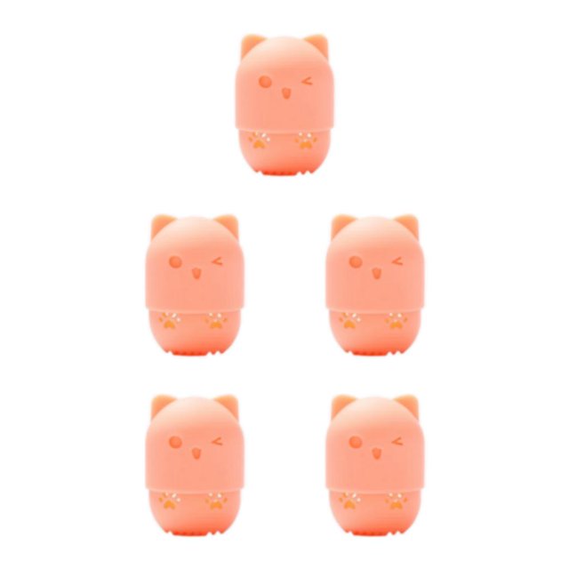 mmirethe Convenient And Cat Shaped Sponge Holder With Silicone Storage Box light orange 5Set