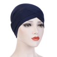 thumbnail image 1 of Women Solid India Hat Muslim Ruffle Cancer Chemo Beanie Turban Wrap Scarf Cap, 1 of 2