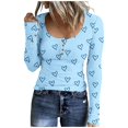 thumbnail image 2 of Birdeem Mode Femmes Décontracté Manches Longues Imprimé Col Rond T-Shirt Ample Blouse Hauts, 2 of 12