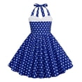 thumbnail image 1 of Plebaso Robes pour Filles Vintage Col Suspendu Taille à Pois Imprimé Robe Princesse Vêtements de Mode pour Filles, 1 of 4