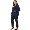 thumbnail image 3 of GRACE & GRANDEUR Women's Plus Size Fall Workwear Notched Lapel Button Down Office Blazer 3X Navy Blue, 3 of 6