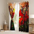 thumbnail image 3 of Poppy Flowers Window Drapes Block 30%-50% Light,Rustic Blooming Red Flowers Botanical Kitchen Window Treatments 42Wx63L Inches,Garden Butterfly Artistic Stained Glass Style Window Curtains, 3 of 6