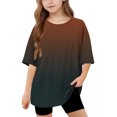 thumbnail image 1 of DecSea Girls Short Sleeve T shirt Kids Summer Oversized Gradient Crew Neck Tops Casual Basic Tee 5-14Years, 1 of 8