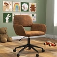 thumbnail image 2 of Homy Casa 33.9'' Adjustable Swivel Office Chair, Armless Faux Leather Desk Chair with Wheels for Home Office, Study Room, Brown, 2 of 8
