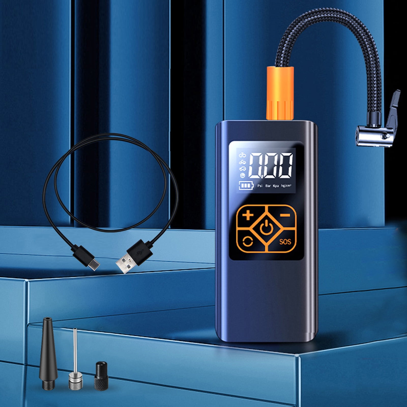 Tire Inflator Wireless Tire Inflations Pump With Rechargeable Battery Power Adapter Digital Pressure Gauge Wireless Pump