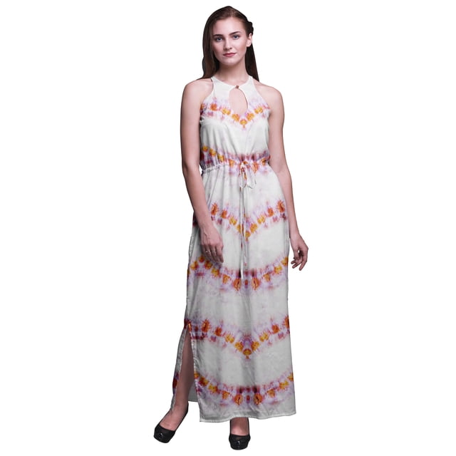Bimba Robe Longue Sans Manches à Col Rond avec Fentes Latérales pour Femmes - Très Petit