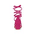 thumbnail image 4 of BLISSFUL STEP Women's Open Toe Lace up Sandals Mid Block Heels Sandals Hot Pink 6, 4 of 8