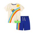 thumbnail image 2 of Cameland Ensemble de Vêtements pour Bébé Garçon, T-shirt à Col Rond à Manches Courtes en Coton à Rayures, Mode à Imprimé Anglais, Short, 2 of 6