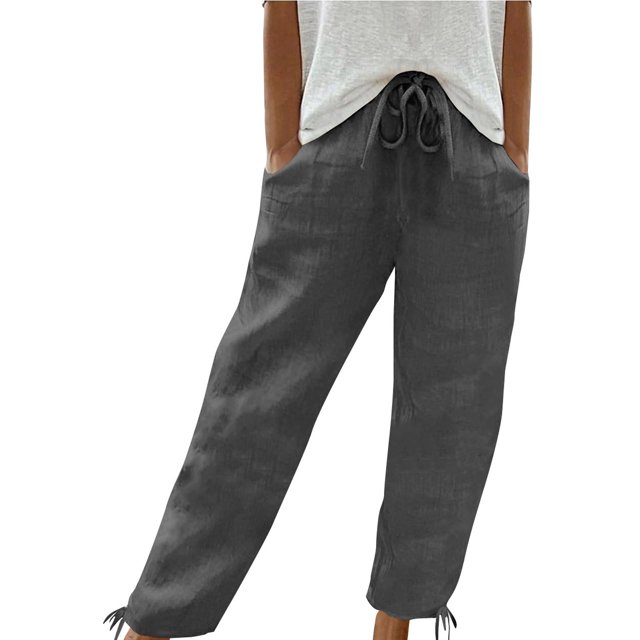 FNFYFH Clearance Women's Stylish Linen Pants Elastic Waist