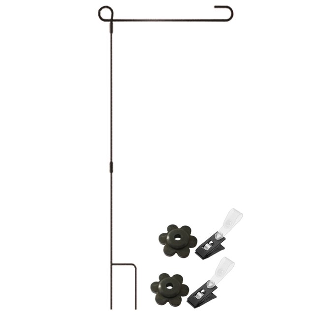 1 Ensemble de Support de Drapeau de Jardin, Mât de Drapeau en Métal Résistant aux Intempéries avec Clip et Butée